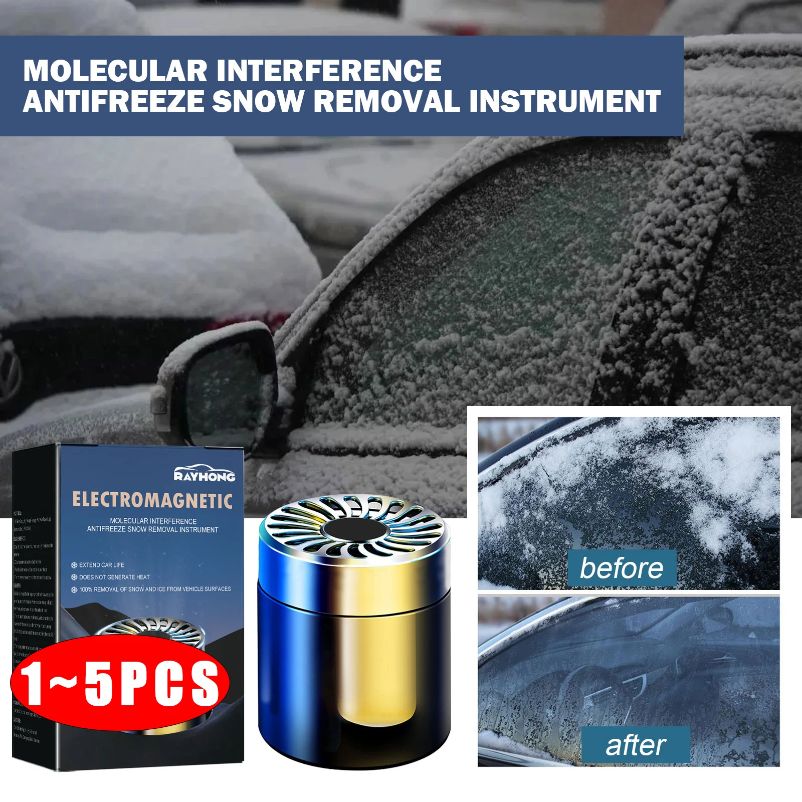 Car Window Electromagnetic Deicer Auto Interior Decoration Winter Snow Fog Removal Device Window Glass Defog & Defrost& Deice