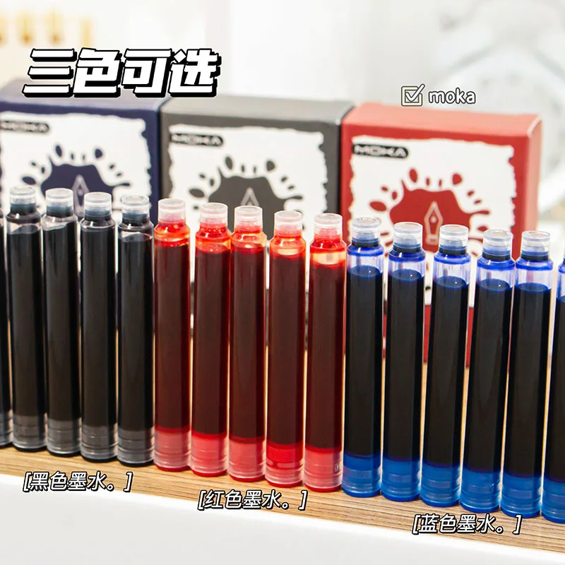 High Quality 10pcs Black/Red/Blue Universal Fountain Pen Ink Cartridges Pen Refill Color 3.4mm Stationery Office School Supplies