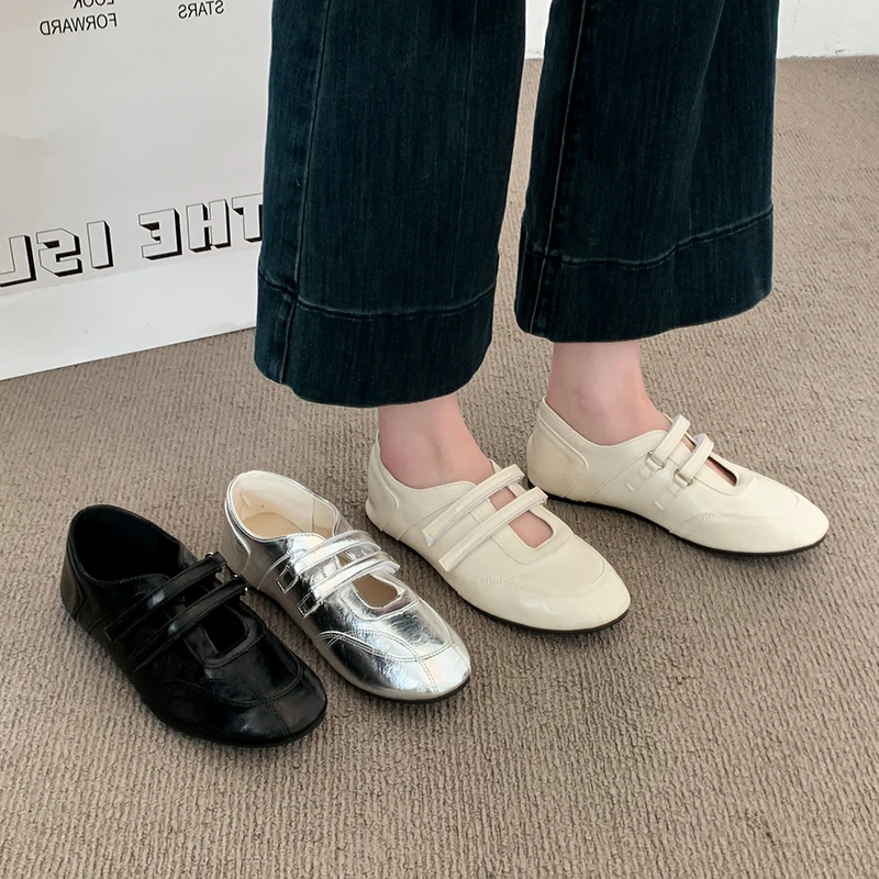Street Fashion Walking - รองเท้าผ้าใบแฟชั่นสำหรับผู้หญิง รองเท้ากีฬา รองเท้าลำลองแบบสวม รองเท้าบัลเล่ต์ รองเท้าเดินสบายๆ ทันสมัย
