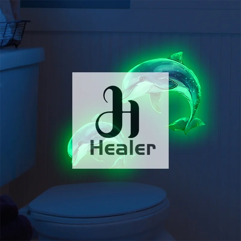 1PC Glow-in-the-dark Dolphin Toilet Sticker Self-adhesive Waterproof PVC Children Room Bedroom Bathroom Home Decoration Sticker