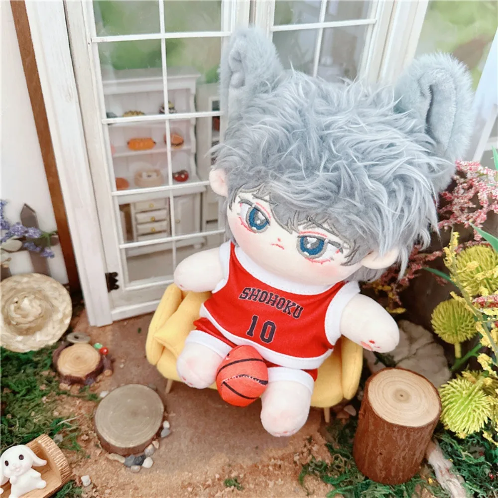 Three-piece Set Doll Basketball Uniform Outfit T-Shirt 20cm Cotton Doll Clothes Red Ball Plush Doll Sports Clothes