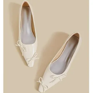 Bow Pointed Toe 2026 New Slip-On Low Heel Commuter Shallow Mouth Comfort Single