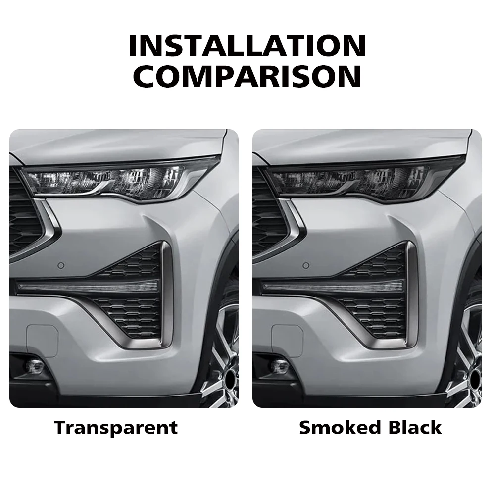 TPU Smoke Black Car Headlight Protective Film for Toyota Innova 2023-2026 PPF Pre Cut Anti-Scratch Headlight Vinyl Wrap Film