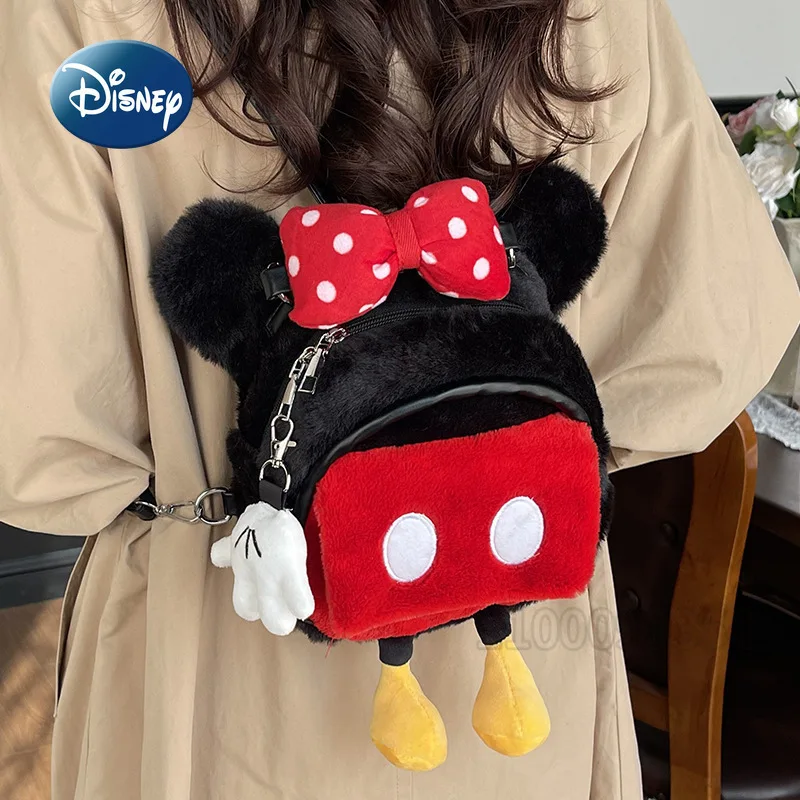Disney Nieuwe Mini Pluche Rugzak Cartoon Leuke Dames Pluche Rugzak Mode Trendy Dames Mini Casual Rugzak Hoge Kwaliteit