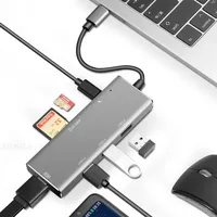 Type C Multi Function USB HUB and Charging Dock, Support 4K Display 3.0, High-Speed Card Reader, Essential Ports, 7 in 1