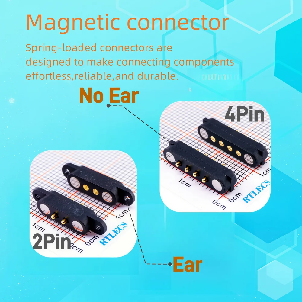 1/3/5 Pair Waterproof DC Magnetic Pogo Pin Connector 2 3 4 5 6 7 8 9 Poles 2.54 MM Pogopin Male Female Contact Strip 90 Degree