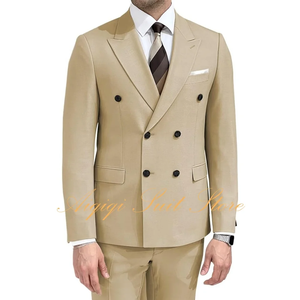 

Men's Slim Fit 2 Piece Suit Double Breasted Blazer Wedding Prom Suits for Men Fashion Formal Men Suits