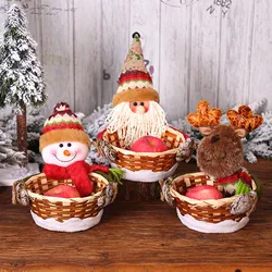 Hot Sale Christmas Candy Storage Basket Santa Claus Elk Snowman Fruit Basket Children Gift Box Food Rack Home Xmas Decorations