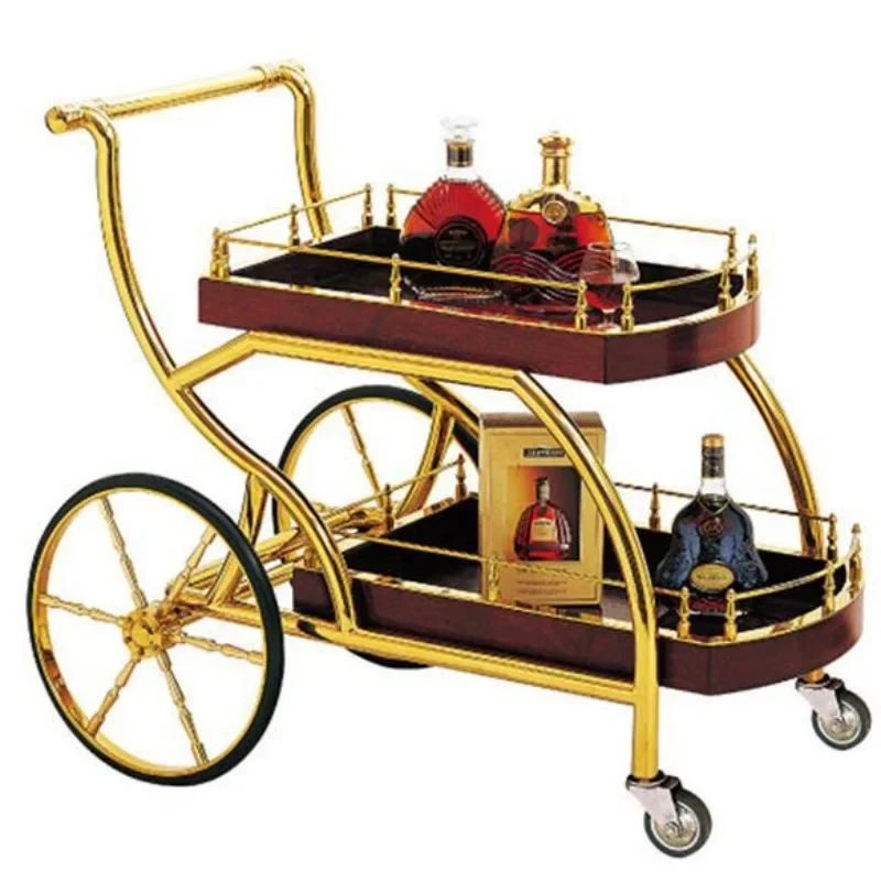 Stainless steel dining cart KTV wine  Hotel service cart Cake trolley, European mobile wine cart