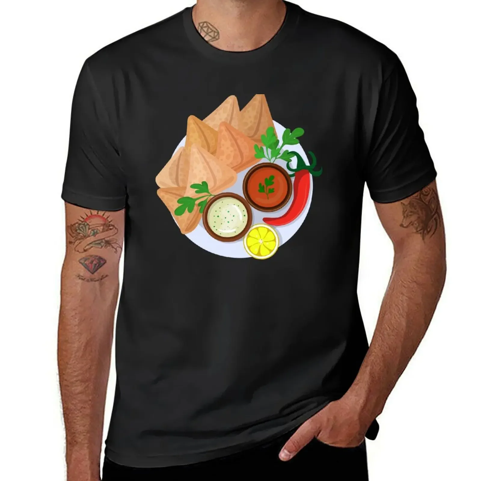 Fried Indian Samosa with Dipping Sauces T-Shirt sublime anime t shirts sweat quick-drying t shirts for men