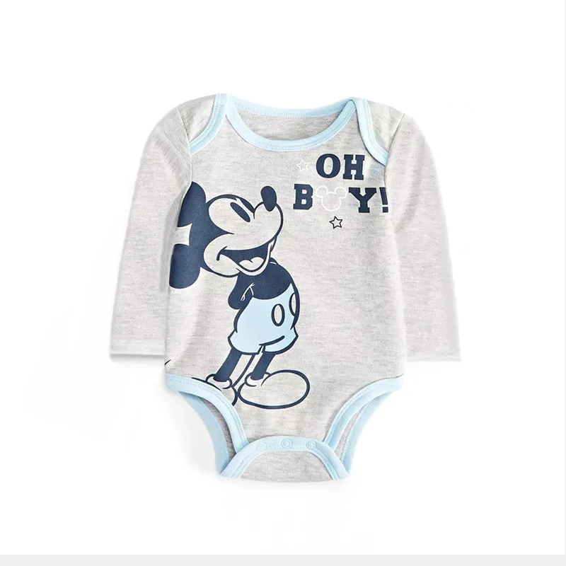 2024 Spring Autumn Minnie Baby Girls Romper Mickey Mouse Long Sleeved Jumpsuit for Boys Newborn Cotton Clothes