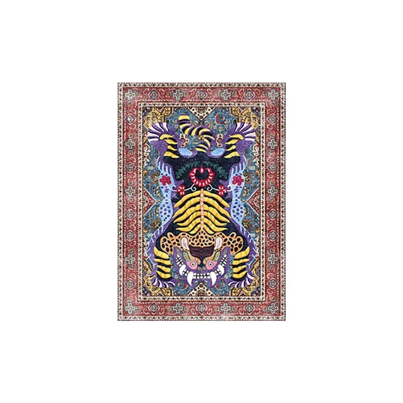 Imitation cashmere washing machine, ethnic style bedroom bedside carpet floor mat