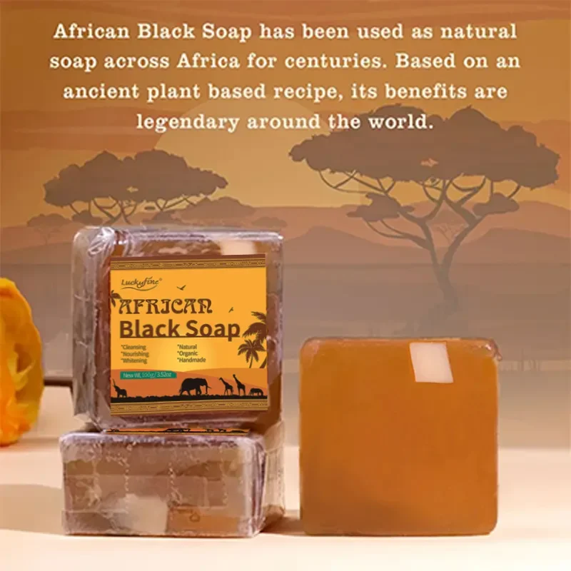 African Black Soap Relieve Dry Rough Delicate Skin Body Cleansing Hand Soap Deep Cleansing Exfoliator