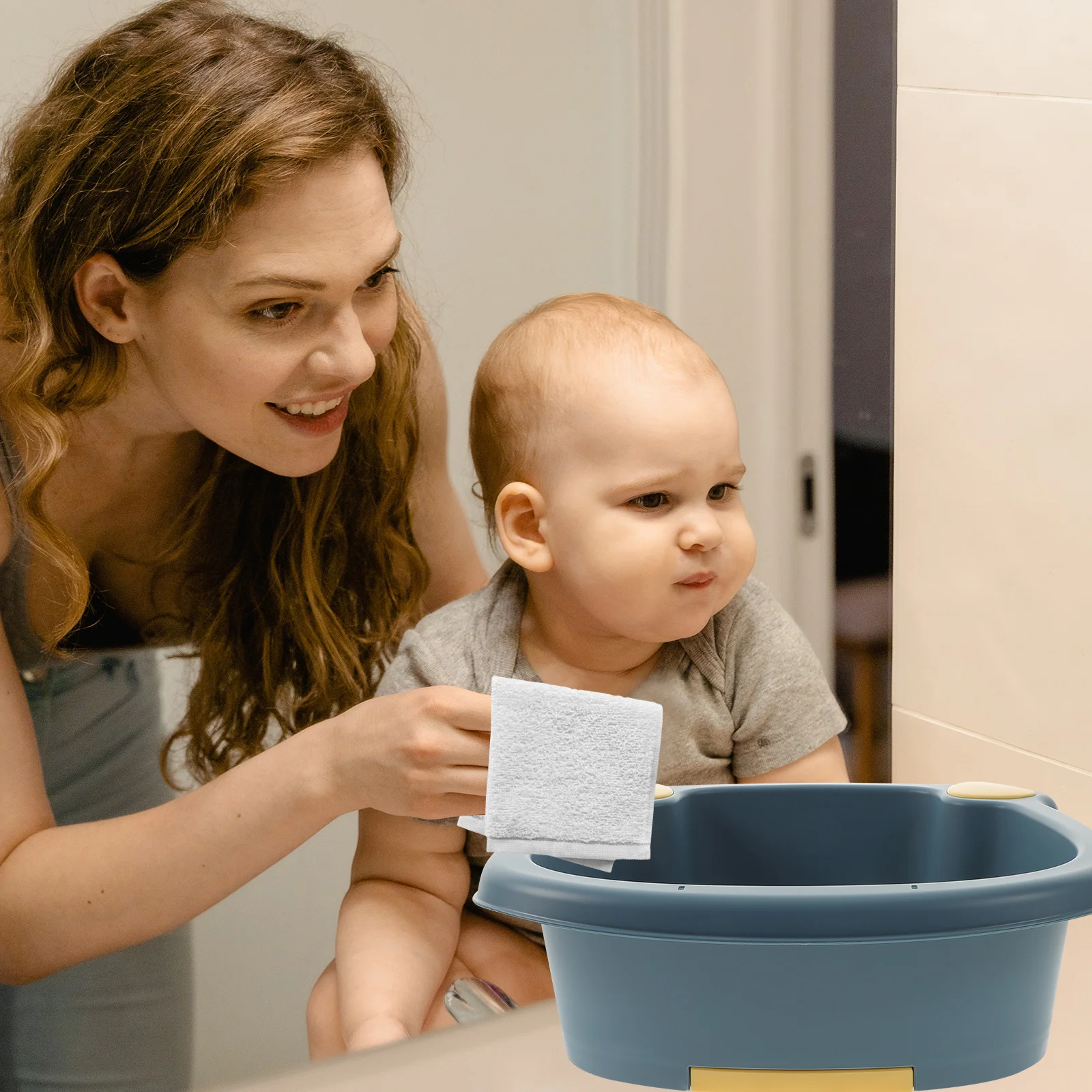 حوض غسيل وجه الطفل على شكل أذن القطة، لوح غسيل مخفي من قطعة واحدة، حوض غسيل ملابس يدوي للأطفال، مستلزمات منزلية بلاستيكية متعددة الأغراض