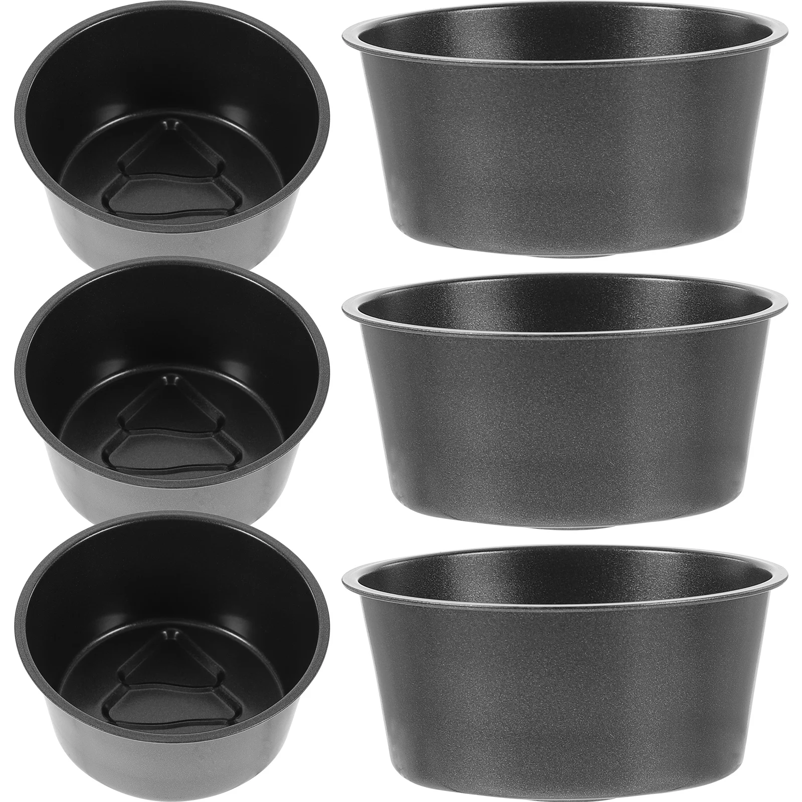 

6Pcs Carbon Steel Round Cake Pan Non-Stick Baking Mold Creative Pattern Heightened Design for Pudding Cake Baking Celebration