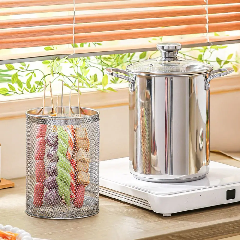 Kitchen Cookware 304 Stainless Steel Deep Fryer With Basket Deepened Tempura Fryer Visible Lid Lard Tank Fried Chicken