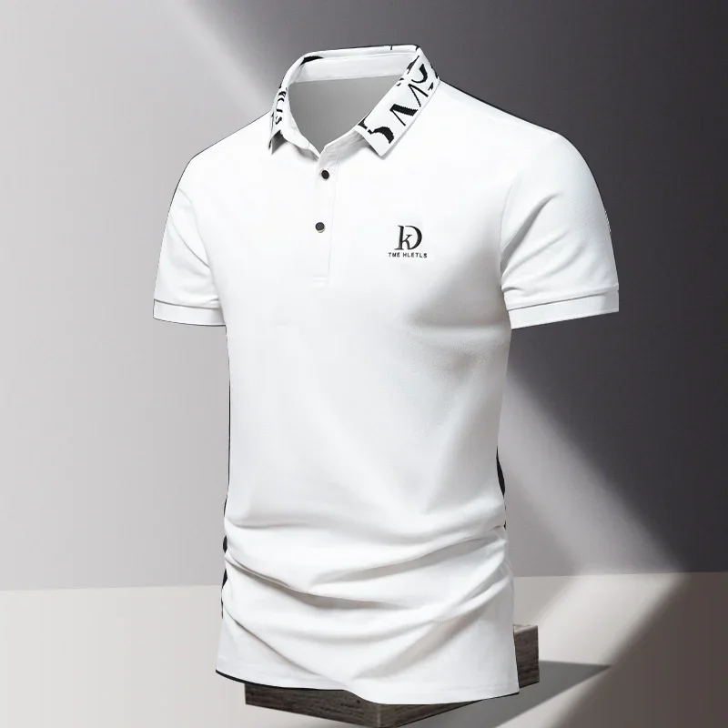 

Summer men's POLO shirt fashionable ice silk quick drying short sleeved T-shirt solid color loose fitting business collar top