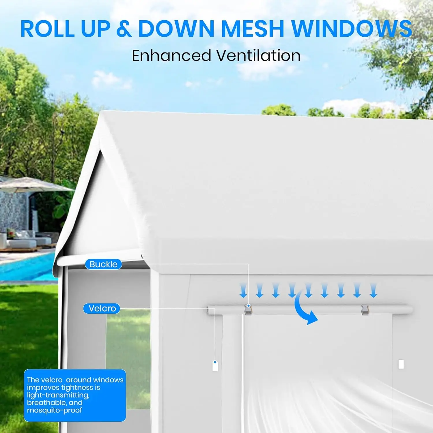 

10x20 Heavy Duty Portable Carport Garage with Roll-Up Windows & Doors Canopy Portable Shelter Protection，Customized