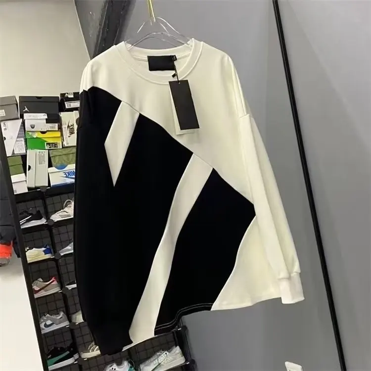 الرجال طويلة Sve هوديي تي شيرت عادية ربيع الخريف زوجين فضفاض مطابقة قطع التسمية الشارع الشهير Sle الجولة Ne البلوز #1