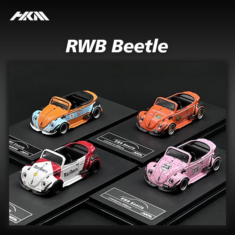 HKM 1:64 RWB Pinkpig Shell Diecast Diorama Car Model Collection Miniature Carros Toys