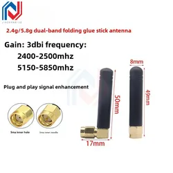 2Pcs/lot 2.4G 5G 5.8G dual-band antenna wifi Bluetooth antenna Zigbee external omnidirectional small glue stick antenna SMA