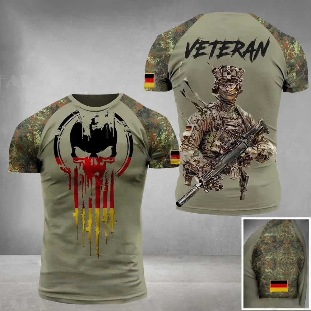 

Veteran 3D Print Men's T-shirts Germany Soldier Casual Round Neck Loose Short Sleeve Tops Camouflage Commando Men Clothing