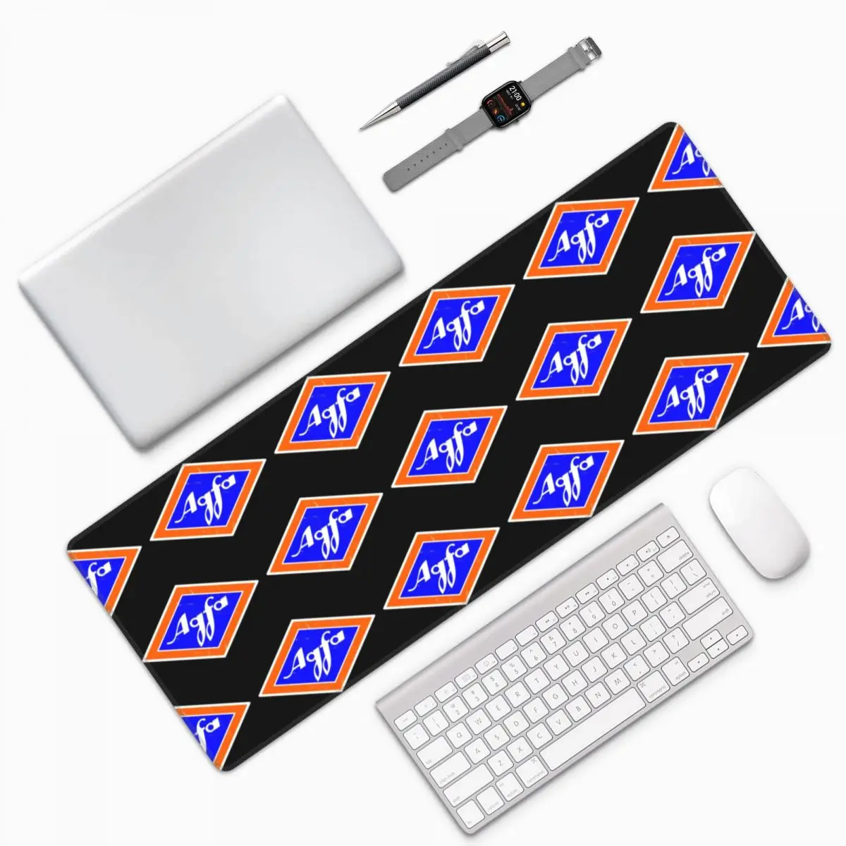 Retro Agfa Film Logo From 1960s Large Mouse Pad Computer Keyboard Mouse Mat Gaming PC Laptop Desk Mat Office Table Mats