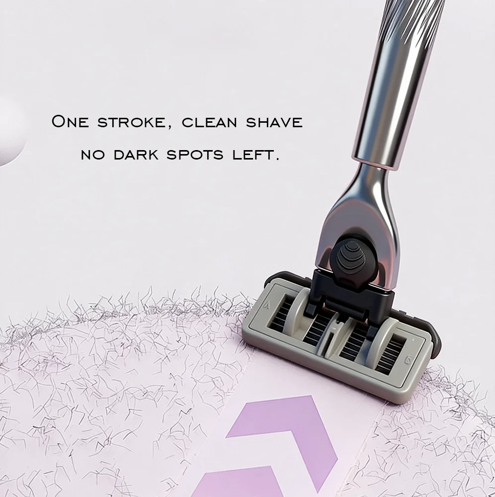 Advanced Stainless Steel Safety Shaver Ergonomic Grip Multi Blade 6-layer Sharp Blade Shaver Replaceable Blade Head Men's Shaver