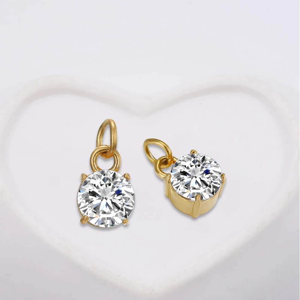 SUNIBI Stainless Pendant Necklace Round zircon pendant Charms Necklace Cosplay Jewelry Gift for Diy Necklace Bracelet Jewelry