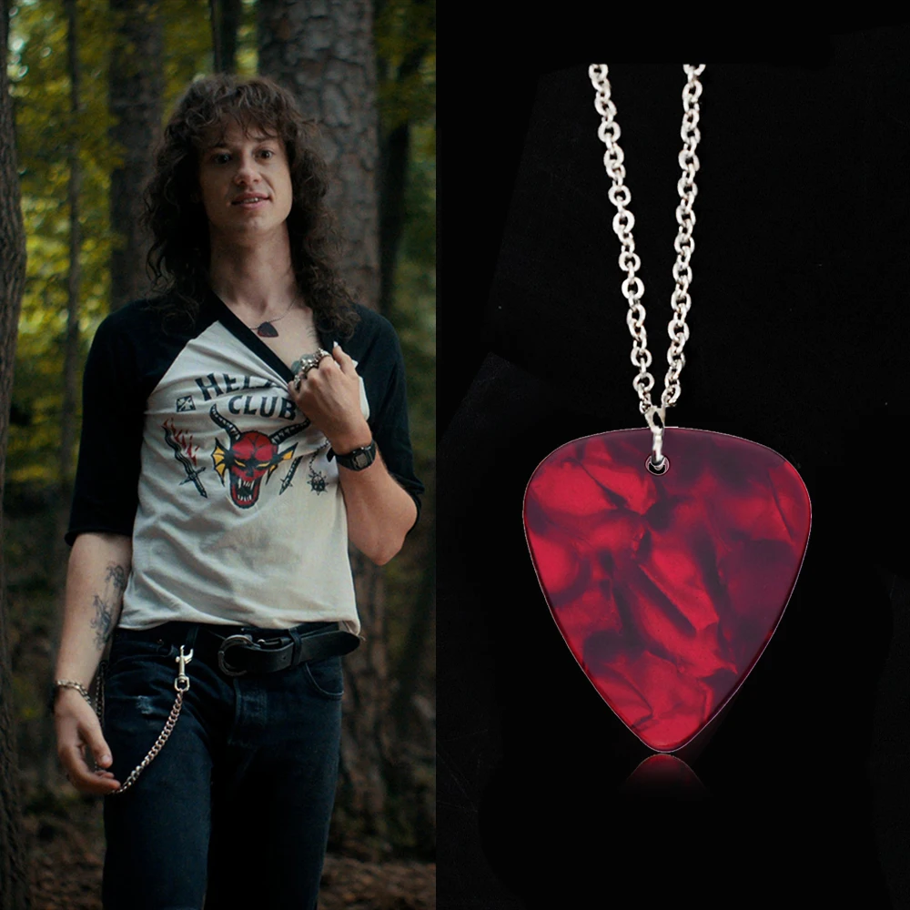 Eddie Munson Guitar Pick Pendant Necklaces Punk Stranger Things Fashion Necklace Jewelry For Women Men Cosplay Gift