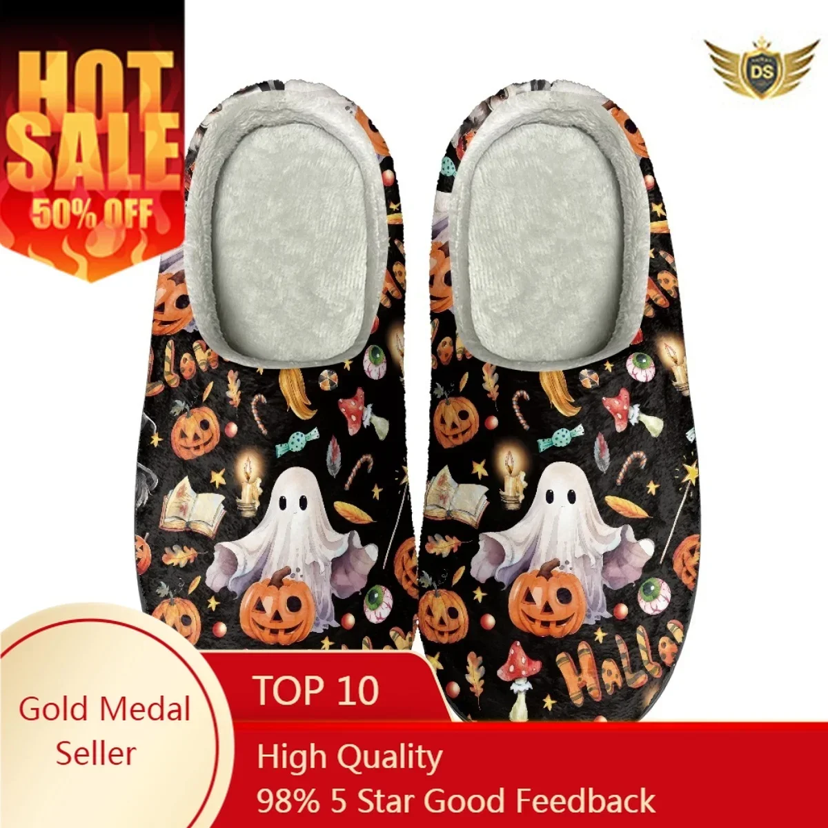 Winter Warm Slippers for Women Print On Demand Bedroom Casual Flats Floor Shoes Non-slip Classic Slides Slippers Halloween Gifts