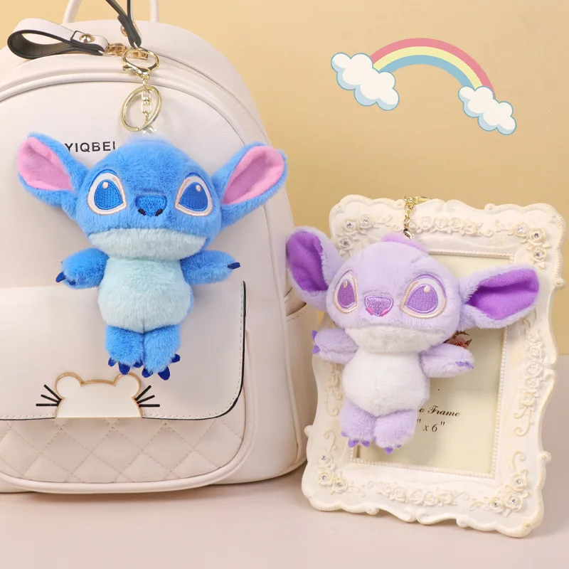 Disney-Porte-clés en peluche Stitch pour filles, jouet en peluche Kawaii, pendentif de sac en peluche mignon, joli cadeau d'anniversaire, CAN o & Stitch Butter Angel