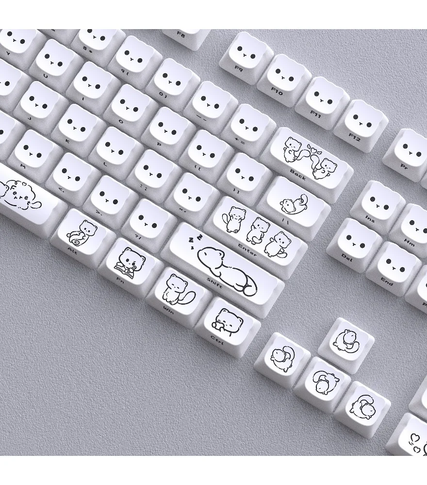 Personalized keycaps spot Q cute ferret cat head keycaps small full set of 125 key MOA highly sublimated PBT customization trend