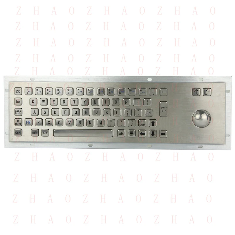 L+ for Panel Mount Industrial Waterproof Stainless Steel Metal Keyboard with Trackball