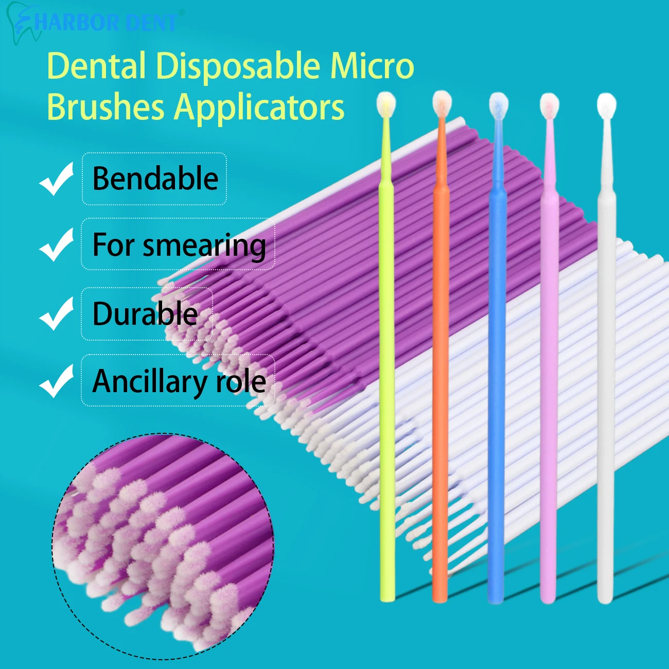 

100Pcs/Bag Dental Disposable Micro Applicator Brush Spindle Type Soft Brush Tips Dentist Bonding Adhesive Tool Dentist Materials
