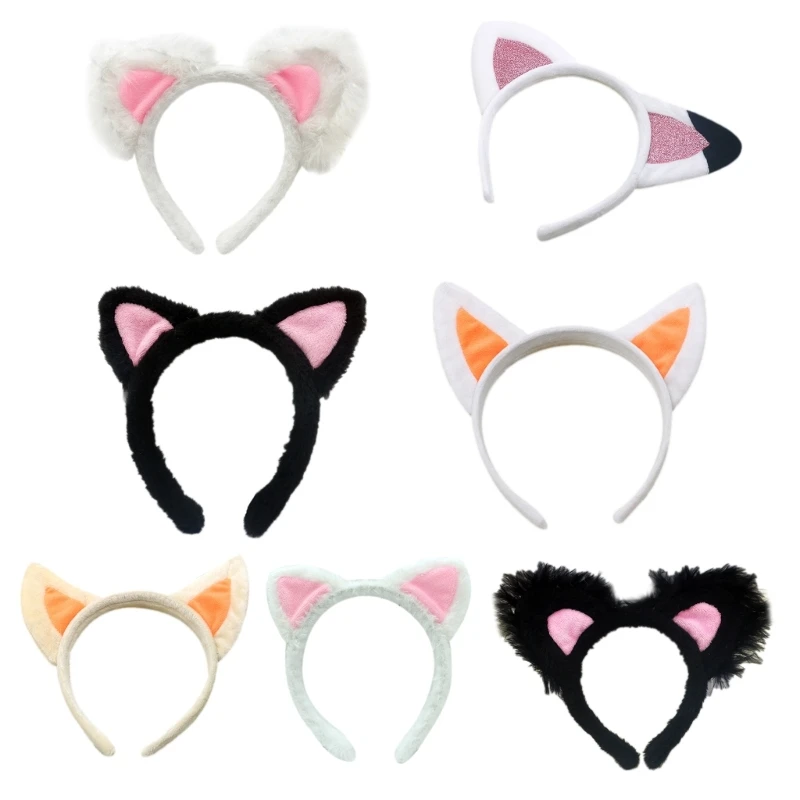 Soft   Headband Animal Shape Plush Ears Hair Hoop for Washing Face Fluffy Animal Hairbands Cartoon Costume M6CD