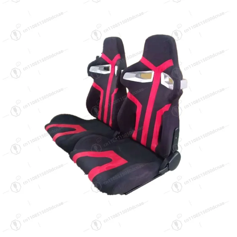 Modified Car Seat Red Black Suede White Hole Single Slide Rail Adjustable Sponge Racing Seat