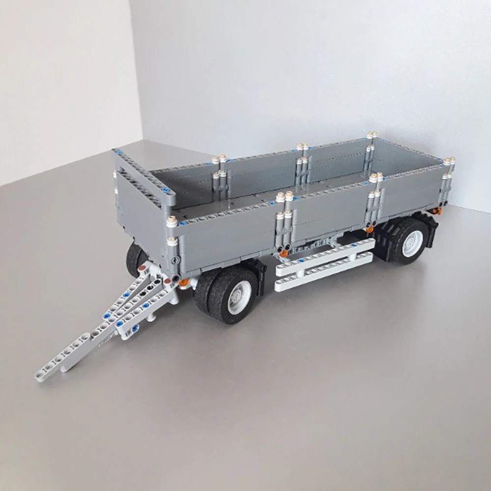 New Cargo Transport Three axle flatbed full trailer Building Block Model 797 Parts Boys' Children's Birthday Toy Gift