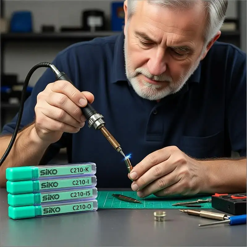 

Набор из 4 паяльных наконечников SIKO C210-K, C210-O, C210-I, C210-IS для ручки T210, для ремонта BGA, микросхем, материнских плат, мобильных телефонов ​