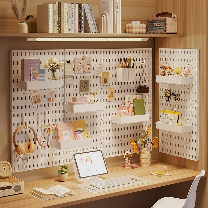 Desk Hole Plate Shelf Wall Accessories Student Dormitory Wall Tabletop Wall Mounted No Punching Baffle Shelf