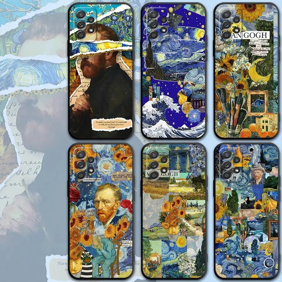 Van Gogh Case for Xiaomi Redmi 12C 9 9A 9C 9T 10 10C 13C 10A 12 13 A3x A3 K40 Pro A1 Plus A2+ Black Cover