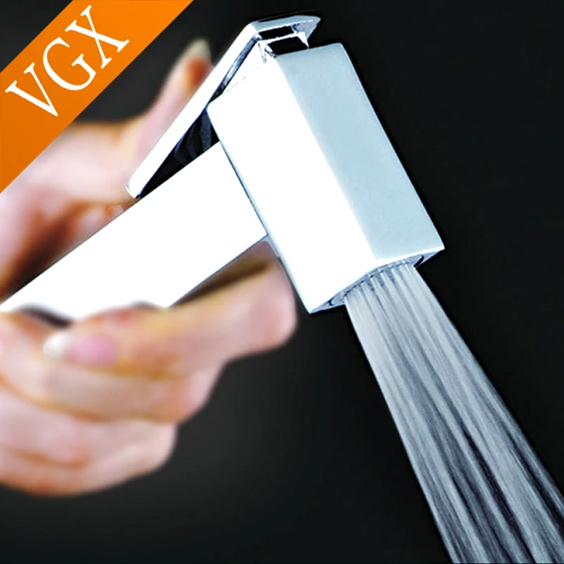 VGX Brass Bidet Faucets Handheld Bidet Sprayer Set For Toilet Crane Square Hand Sprayer Bathroom Shattaf Sprayer Hygienic Shower