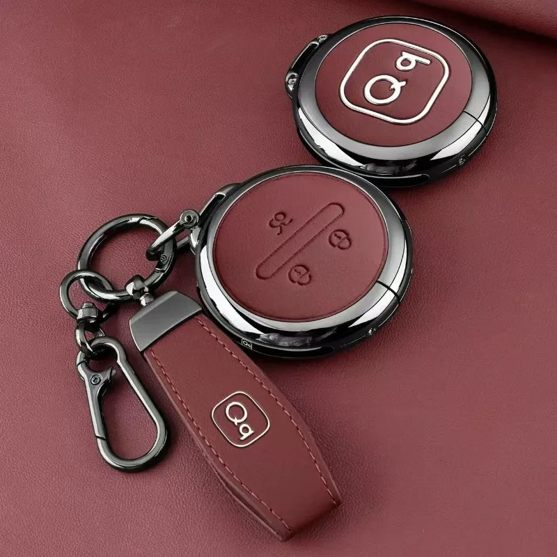 Funda Protectora de Aleación de Zinc para Llave de Coche con Cadena, Carcasa para Llaves, Soporte para Llavero para Chery QQ3 EV QQ Ice Cream 2026, Accesorios de Nueva Energía