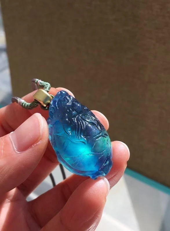 Natural Blue Aquamarine Pendant Aquamarine Brazil 36*26*14m  Turtle Dragon Women Fashion Jewelry AAAAAA