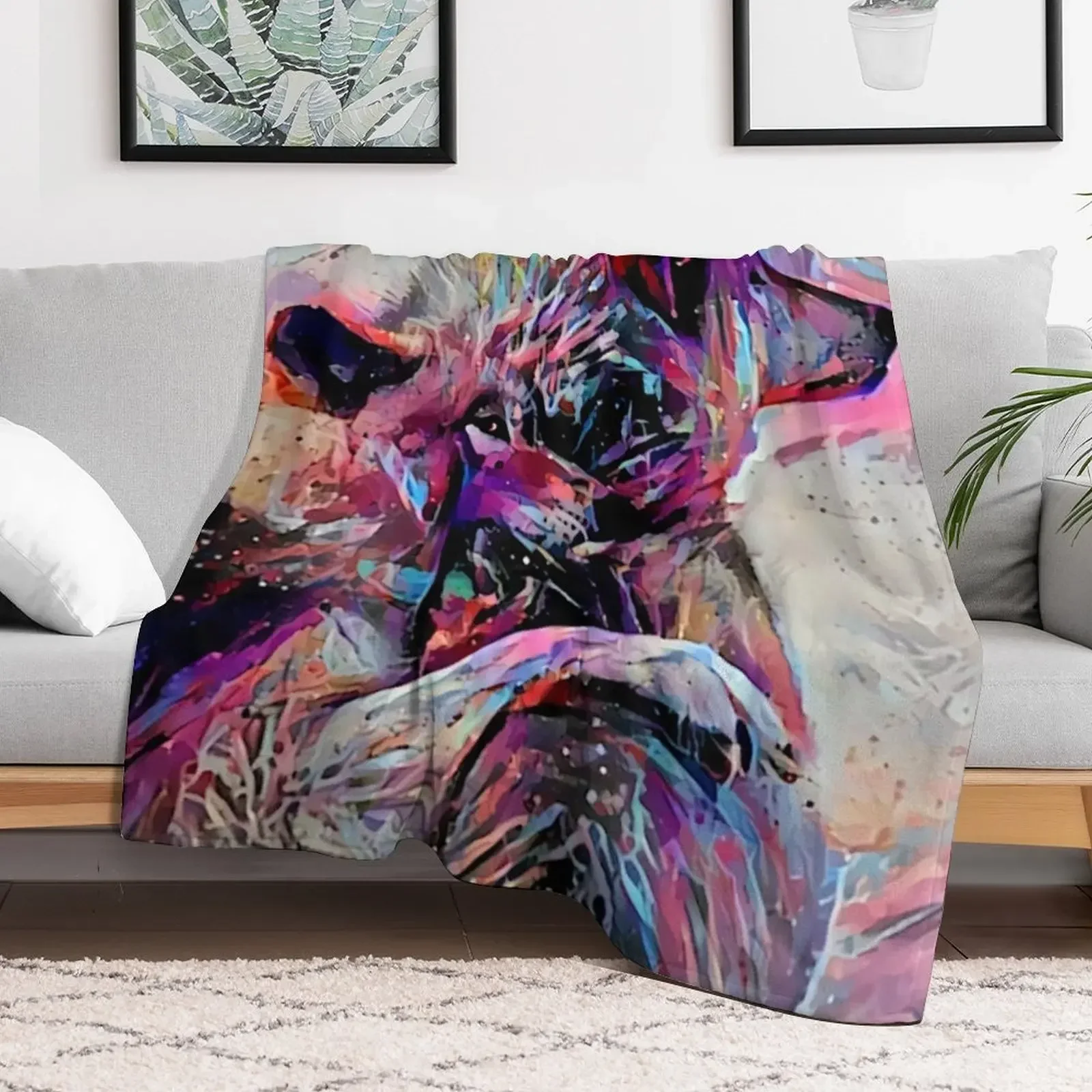 Vaporpaint Neon Wolf Pair Throw Blanket christmas gifts Polar Extra Large Throw Blankets