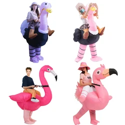 Halloween Riding Ostrich Flamingo Cosplay Inflatable Costume Walking Doll Performance Costume Funny Party Performance Props