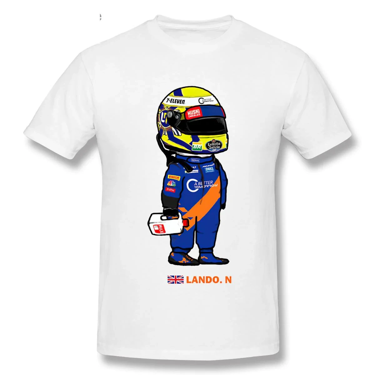 

Cartoon Q Character Print Racing Lover Short Sleeve Men's and Women's Cotton Comfortable Breathable Fabric T-shirt