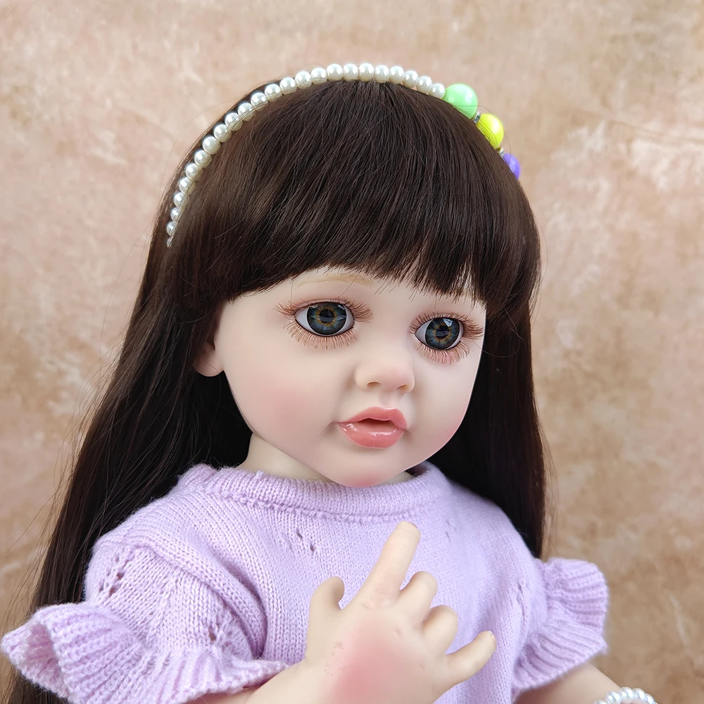 22Inch Handmade Realistic Reborn Baby Dolls Soft Vinyl Body with Toy Accessories Like a Lifelike Baby Girl Kids Birthday Gift