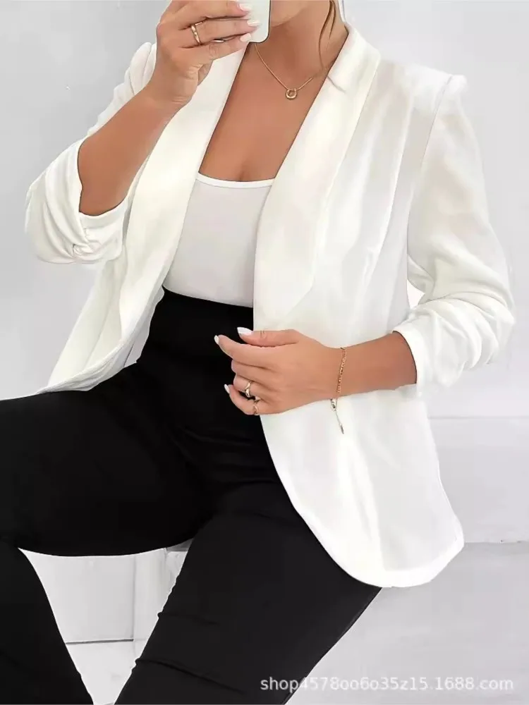 Plus Size Autumn Blazer Suits Coat Women Long Sleeve Casual Fashion Ladies Blazer Suits Jackets Pleated Irregular Woman Coats