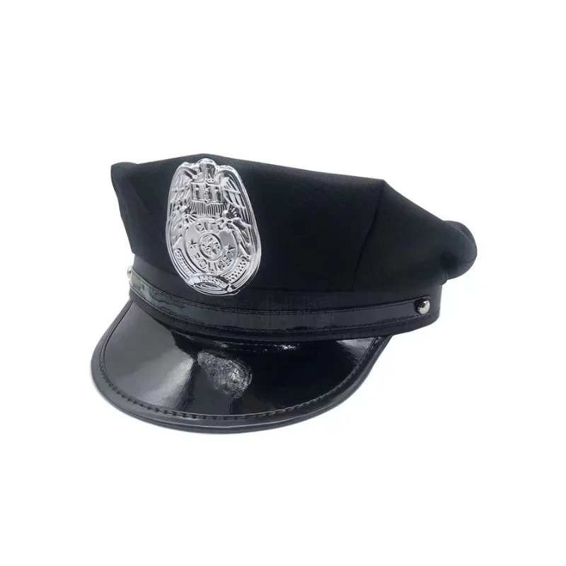 European and American Police Caps Black Adult Female Policewoman Sex Uniform Temptation Halloween Props Flat Top Star Anise Hat